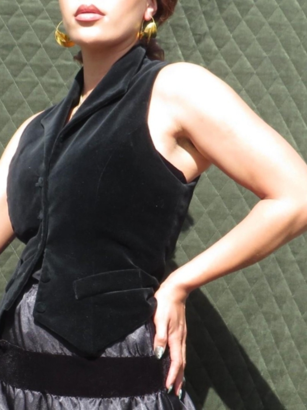 Black Bebe Velvet Sleeveless Vest Top